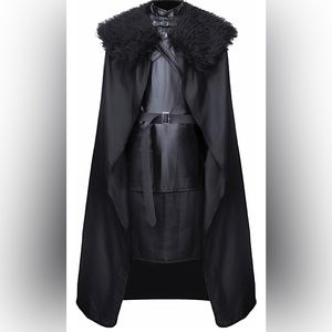 KEPNOODLE Jon Snow Night's Watch Costume Halloween Cosplay Medieval Cape Suit